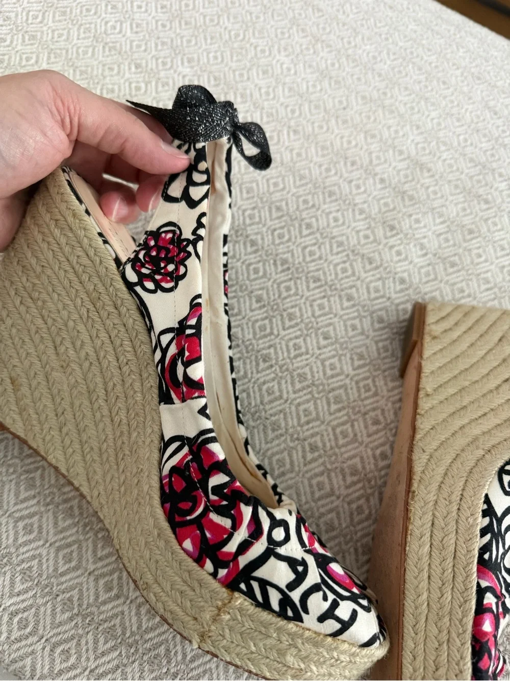 Vintage Coach Maritza Poppy Flower Espadrille Wedge Sandals - Size 10